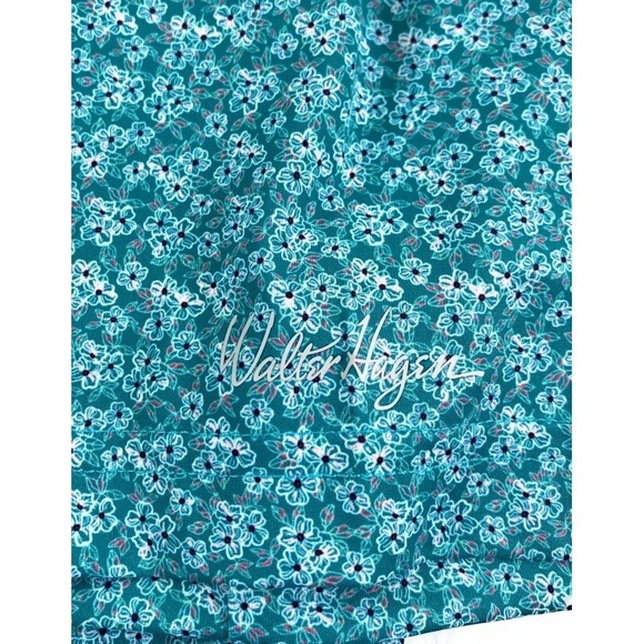NWT Walter Hagen Men's Performance‎ 11 Dogwood Ditsy Aqua Blue Polo Shirt Small - Picture 4 of 7